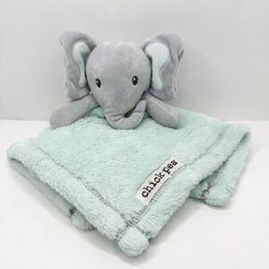 Chick Pea Elephant Plush Lovey Security Blanket Mint Green Gray